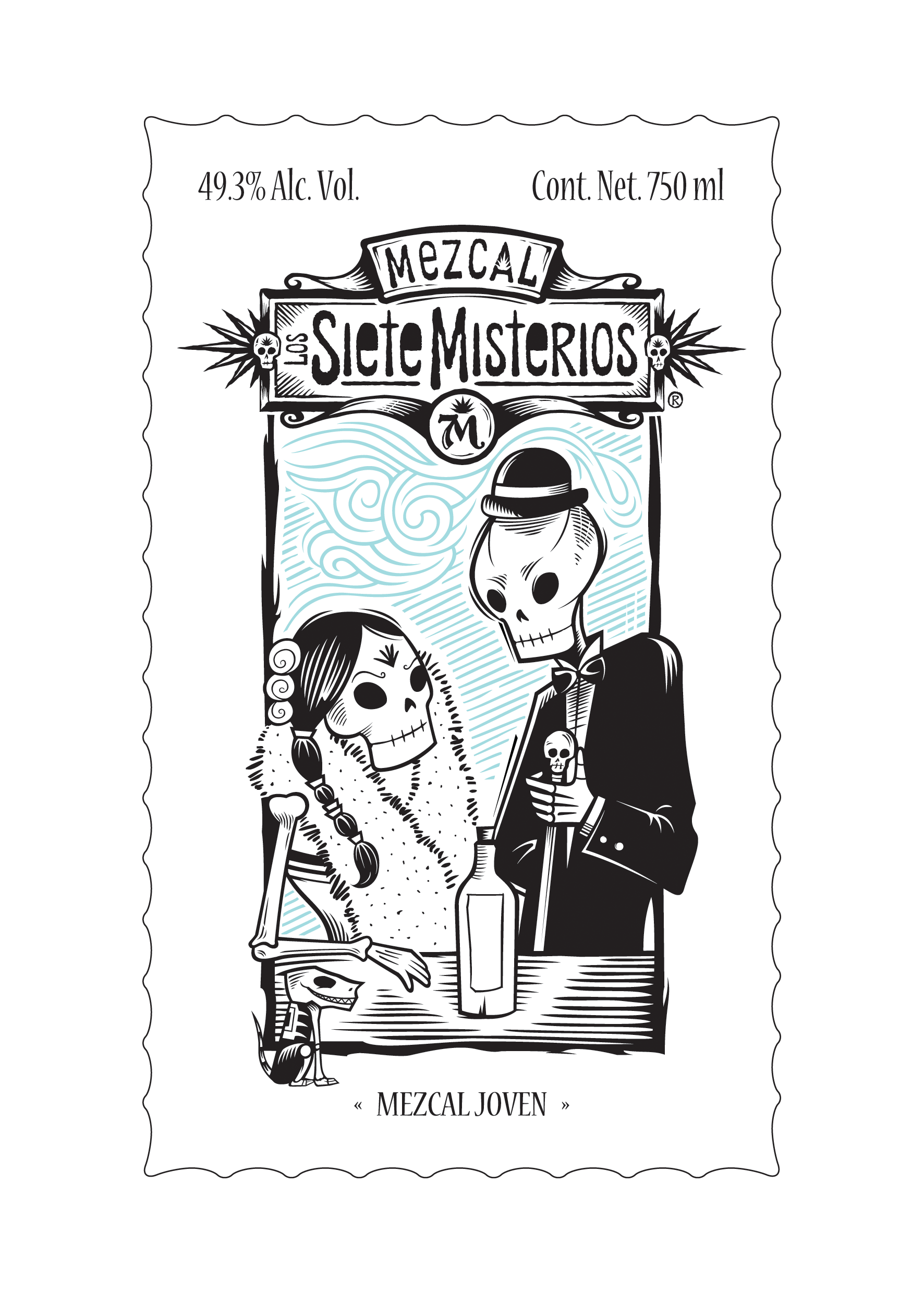 Etiqueta Mezcal Siete Misterios Barril