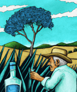Dibujo sobre campo agave del Tequila LA QUERENCIA