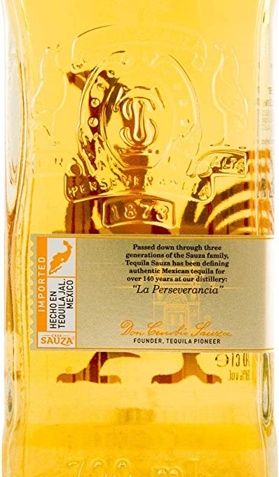 Tequila Sauza Gold Etiqueta Trasera