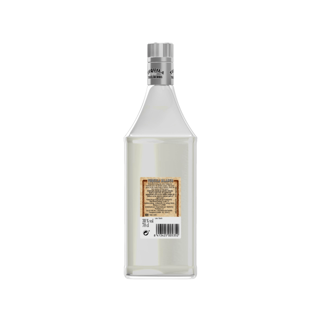Tequila Tres Ochos Blanco Trasero